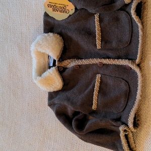 NWT Size 2 T jacket, Coat.  Sherpa fleece collar, Brown & beige  sweater knit,